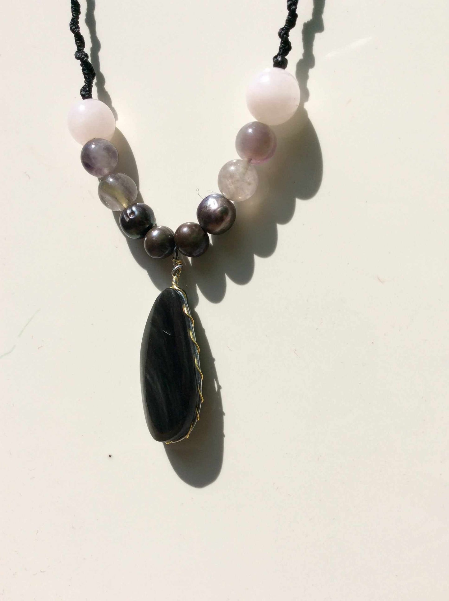 Rainbow Obsidian Pendant Necklace - Pink Obsidian - Mexican gemstones Jewelry