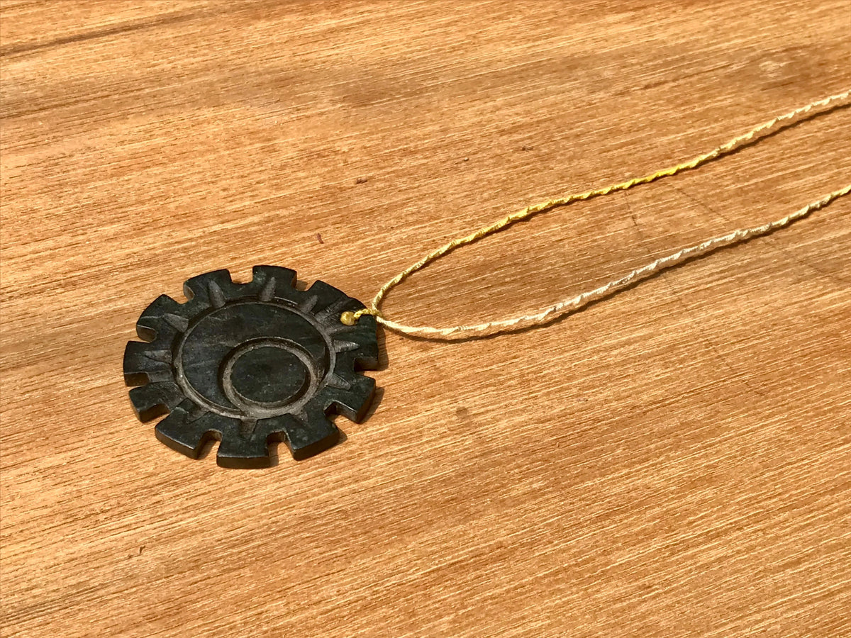 Moon Sun Symbol Pendant Necklace | Guatemalan Jade Style Serpentine | Mexican Pre-Columbian Jewelry
