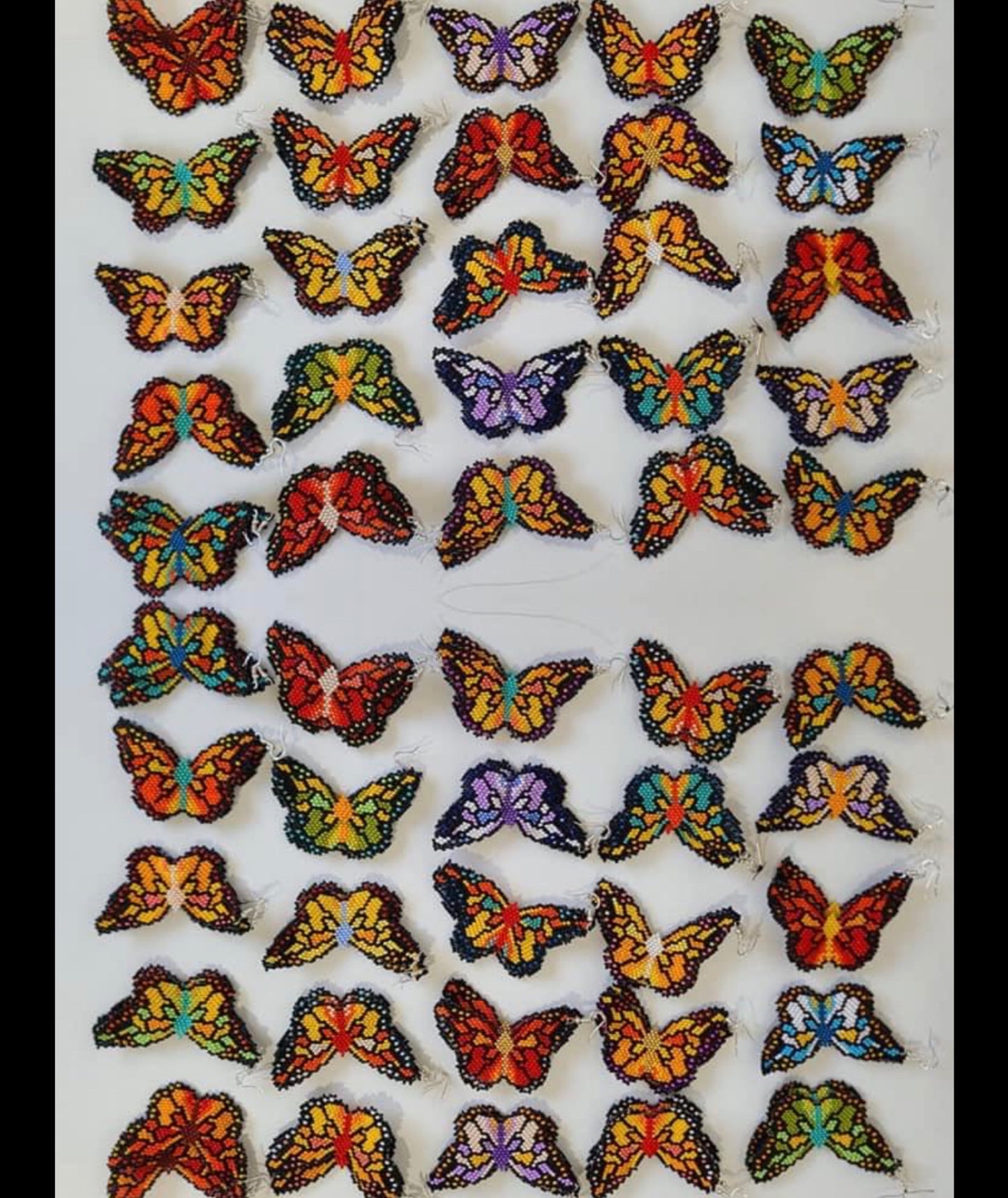 Handcrafted Huichol Art Butterfly Earrings - Mexican Jewelry