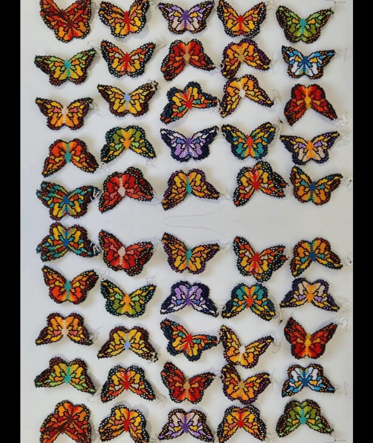 Handcrafted Huichol Art Butterfly Earrings - Mexican Jewelry