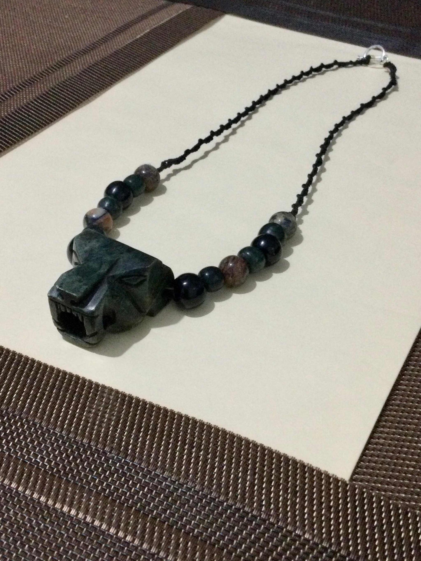 Jaguar Pendant Necklace | Jade Aztec Necklace | OllinMexica
