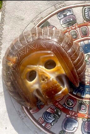 Indian Skull Agate stone carved - Symbol of Knowledge - Unique decoration - Meditation - Collection - 6” (15cm)