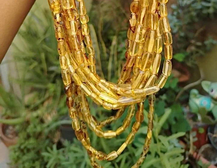 Perles en bande d'ambre mexicain 10mm | Région du Chiapas | Ambre véritable naturel | Fournitures pour la fabrication de bijoux