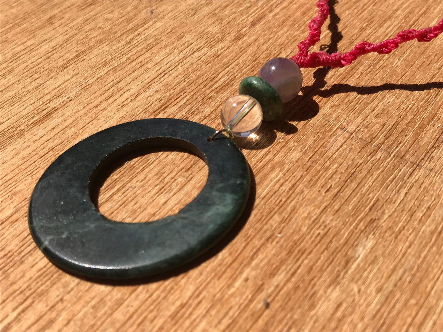 Hoop Pendant like Ancient Guatemalan jade, Serpentine Stone Necklace: Embrace Transformation and Healing Energy-