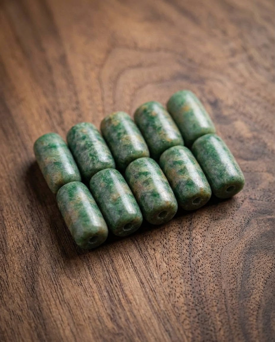 x10 Guatemalan Jade Tube Beads | Rare Guatemalita Jadeite | Mayan Pre-Columbian Jewelry supplies