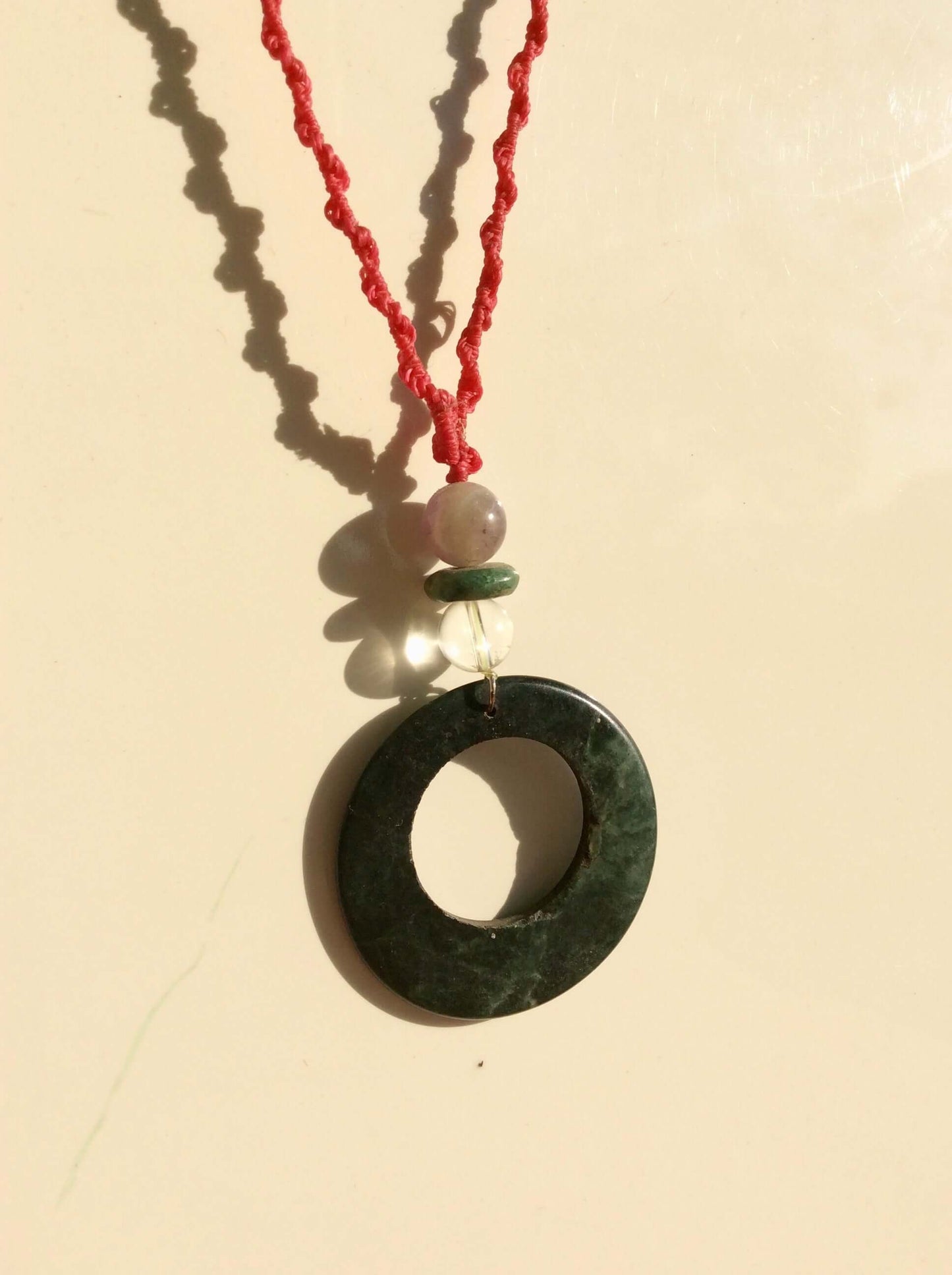 Hoop Stone Pendant - Guatemalan Jade style - Serpentine Stone