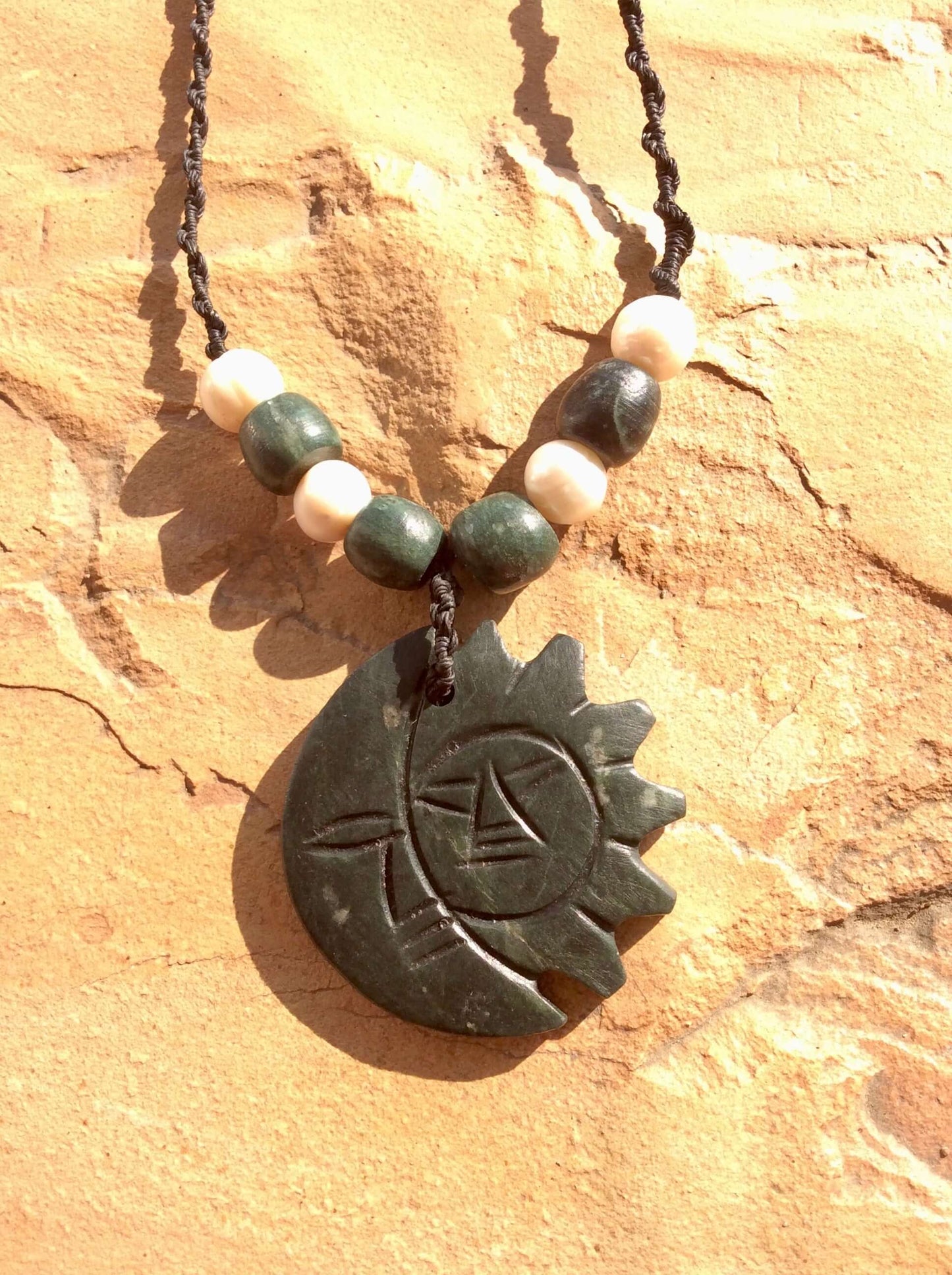 Sun and Moon Necklace: Mexican Jade Jewelry | OllinMexica