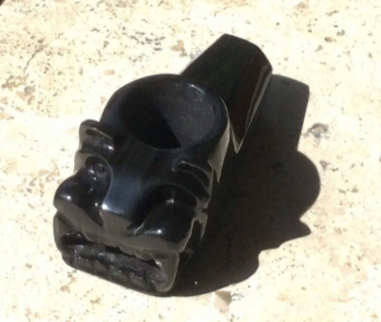Aztec Jaguar ceremony Pipe carved in Mexican Obsidian- Art - Collection 2