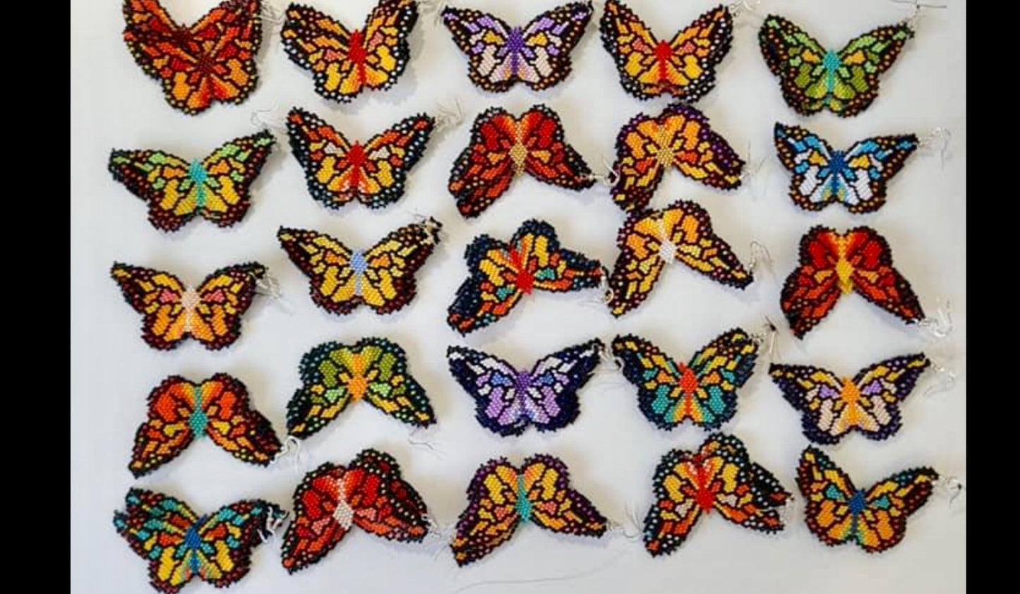 Handcrafted Huichol Art Butterfly Earrings - Mexican Jewelry