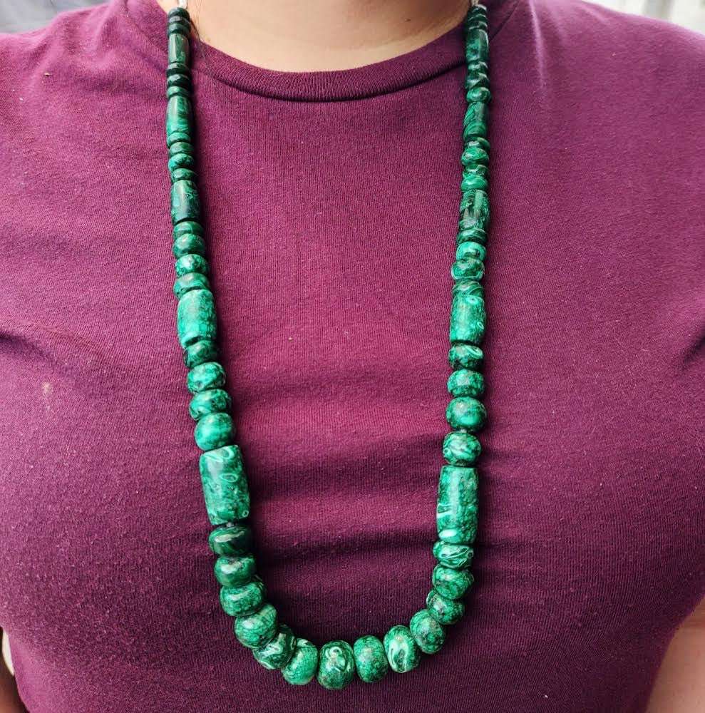 Mayan necklace - Malachite beads stone - Artisanal craftsmanship