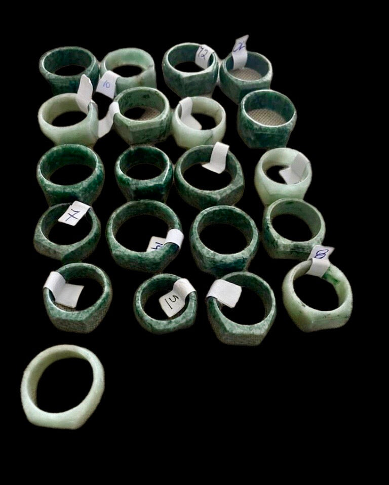Authentic Guatemalan Jade Ring - Size 5-13 - White Lila, Light Green, and Dark Green - Mayan Jewelry
