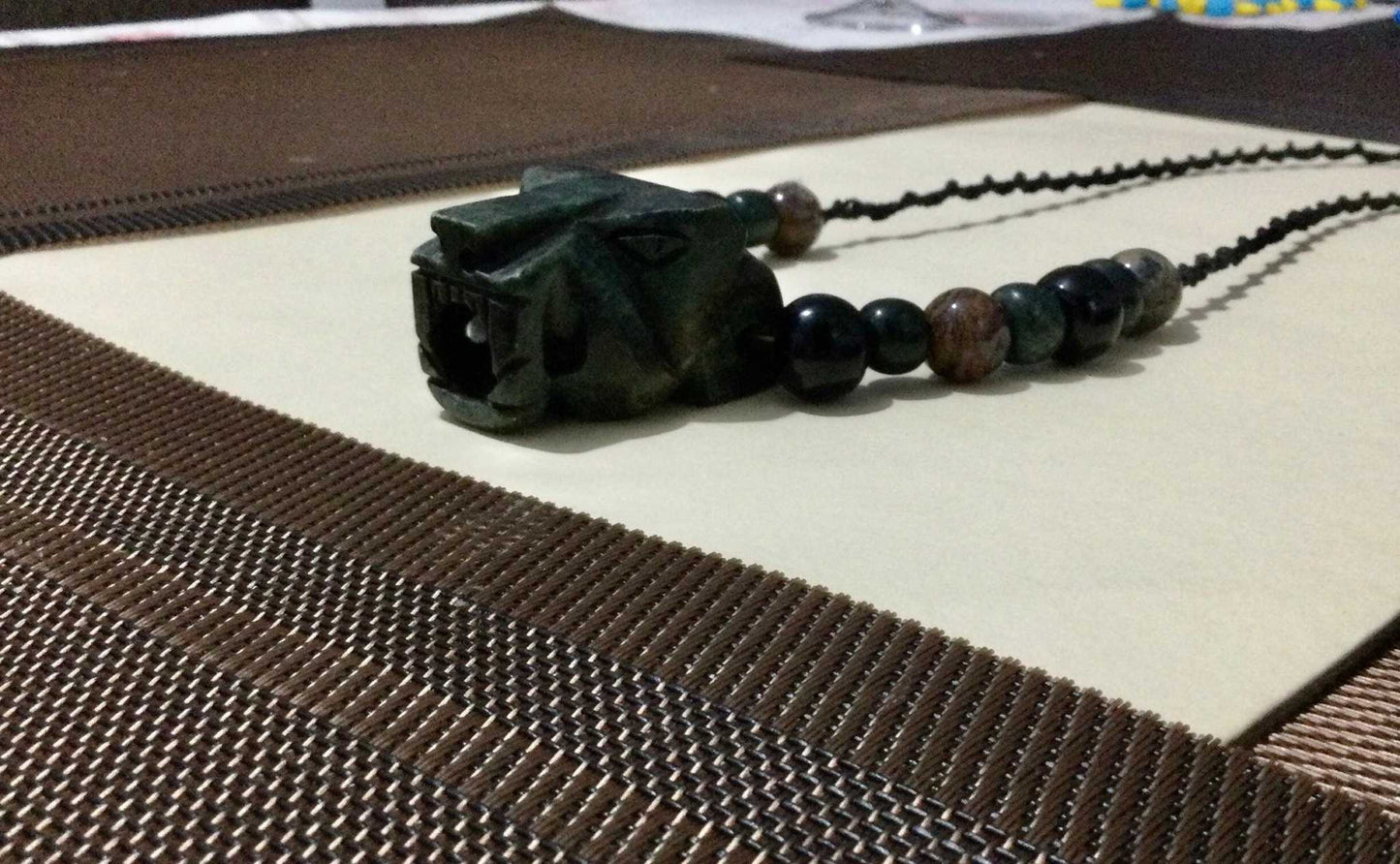 Jaguar Pendant Necklace | Jade Aztec Necklace | OllinMexica