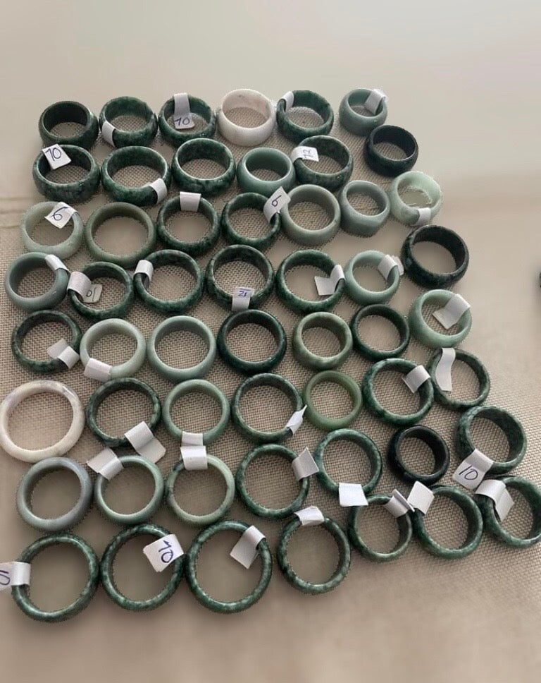 Authentic Guatemalan Jade Ring - Size 5-13 - White Lila, Light Green, and Dark Green - Mayan Jewelry