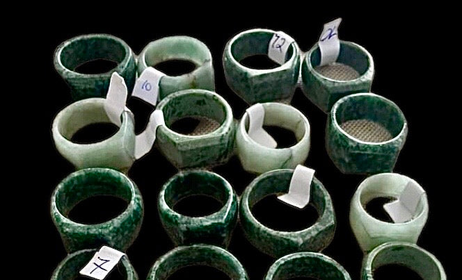 Authentic Guatemalan Jade Ring - Size 5-13 - White Lila, Light Green, and Dark Green - Mayan Jewelry