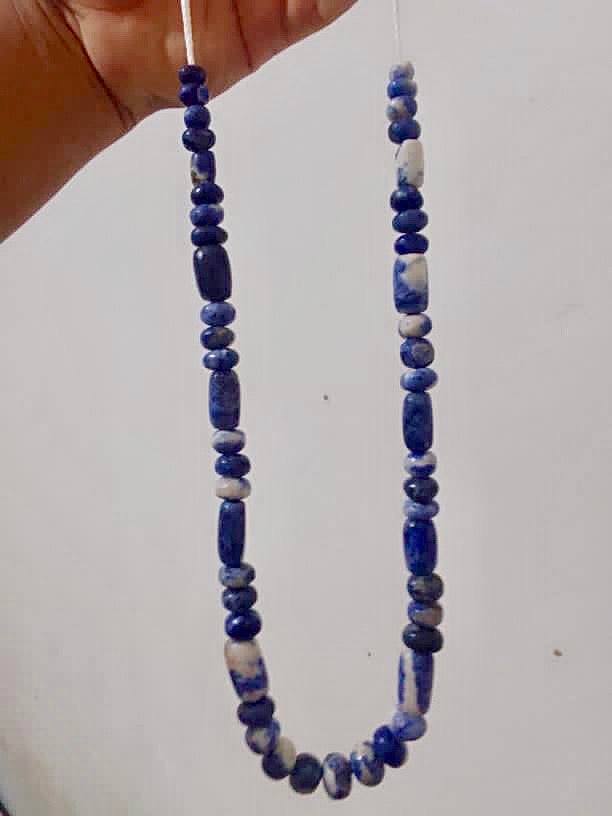 Collar de cuentas de sodalita talladas a mano, piedra genuina de México, joyería de estilo prehispánico y precolombino