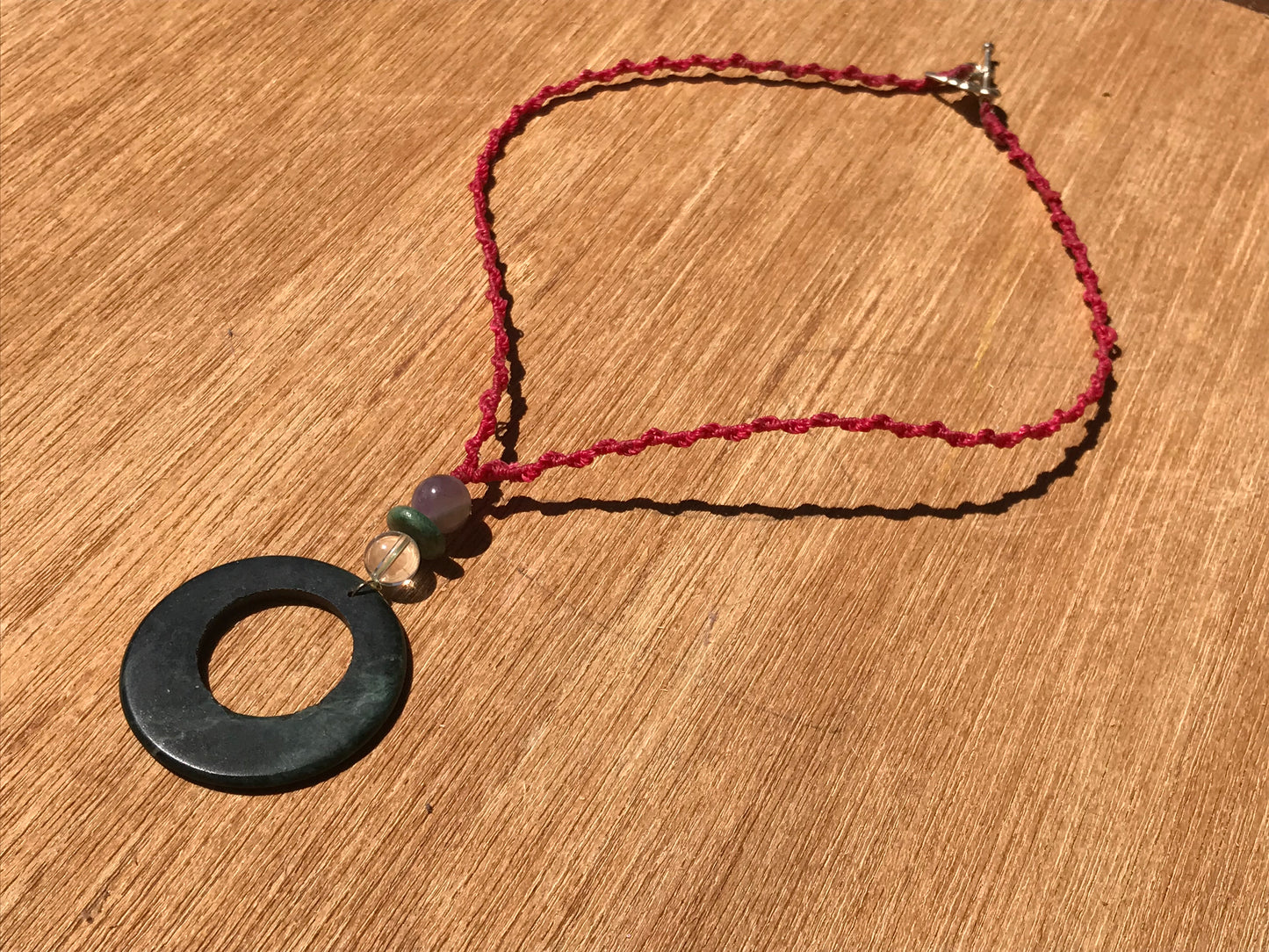Hoop Pendant like Ancient Guatemalan jade, Serpentine Stone Necklace: Embrace Transformation and Healing Energy-