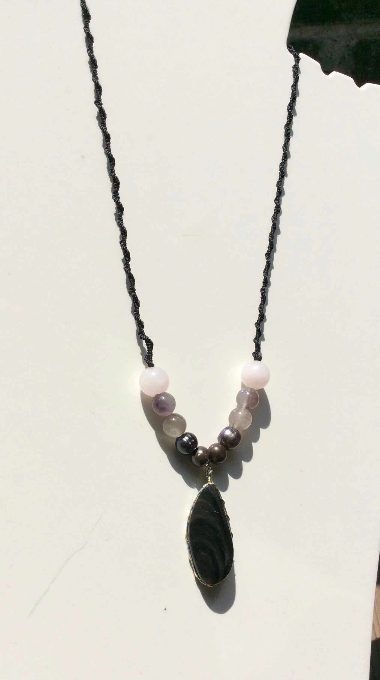 Rainbow Obsidian Pendant Necklace - Pink Obsidian - Mexican gemstones Jewelry