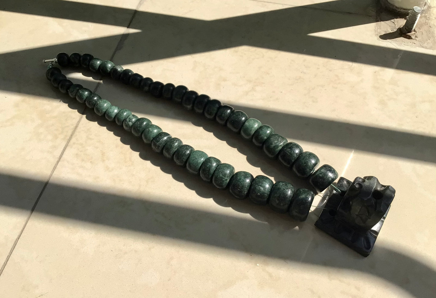Quetzalcoatl pendant, Feathered snake beads necklace - like ancient Guatemalan Jade jewelry , serpentine stone- Kukulkán - Mayan Culture - precolombian style - Mexican jewelry
