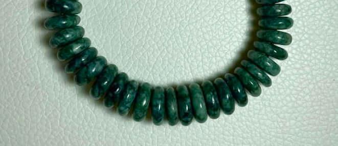 Guatemalan Jade Jaguar Bracelet | Guatemalita Crescent Beads | Mayan Artisan Jewelry