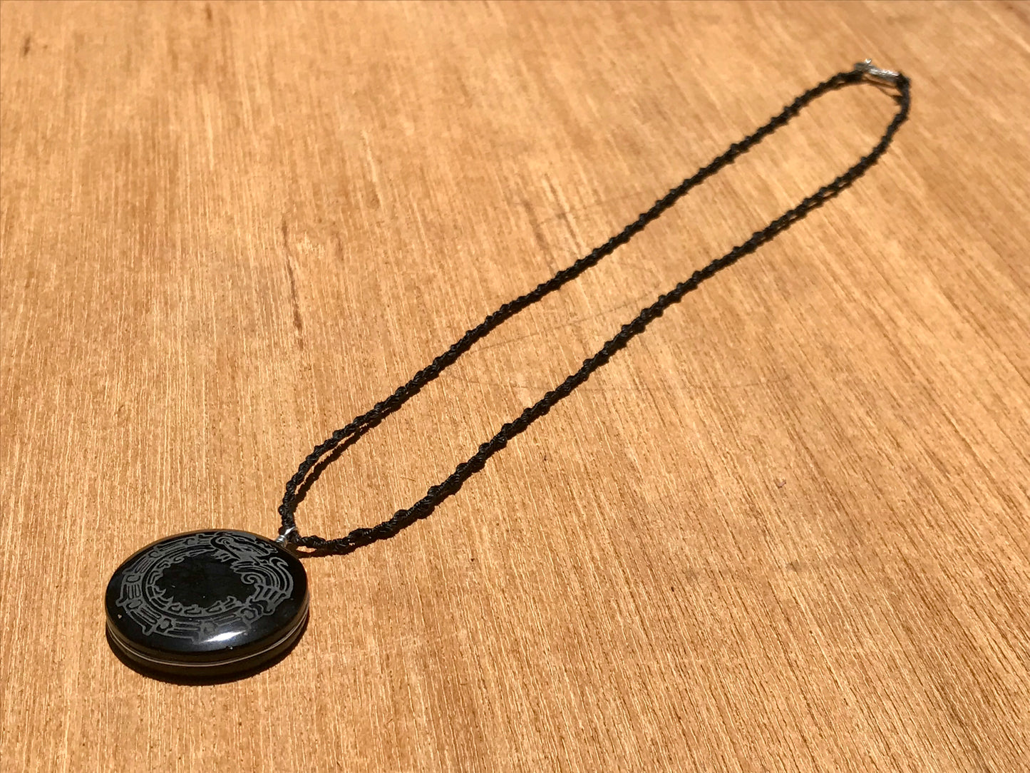 Quetzalcoatl, Kukulkan, Feathered serpent Pendant crystal black obsidian, Mexican prehispanic Precolombian jewelry