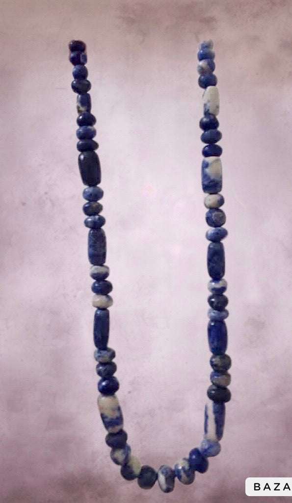 Collar de cuentas de sodalita talladas a mano, piedra genuina de México, joyería de estilo prehispánico y precolombino