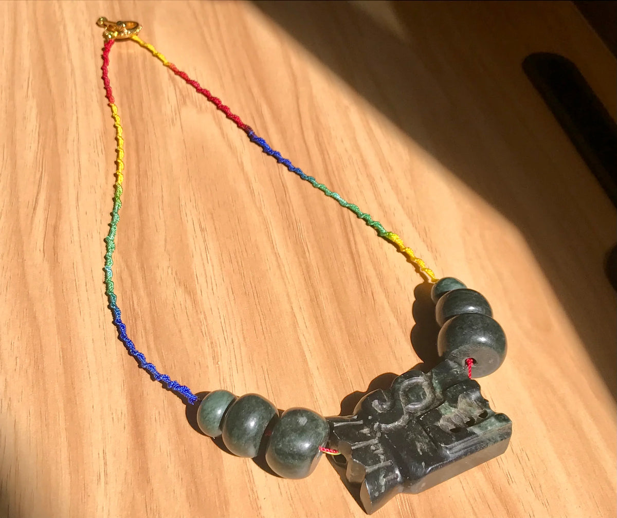 Quetzalcoatl Pendant Necklace | Kukulkan Feathered Serpent | Guatemalan Jade Style Serpentine | Mayan Aztec Jewelry