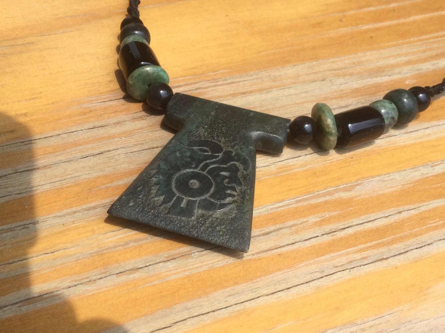 Aztec Eagle Warrior pendant carved in Guatemalan jade,Mayan jade pendant, protection stone jewelry supplies