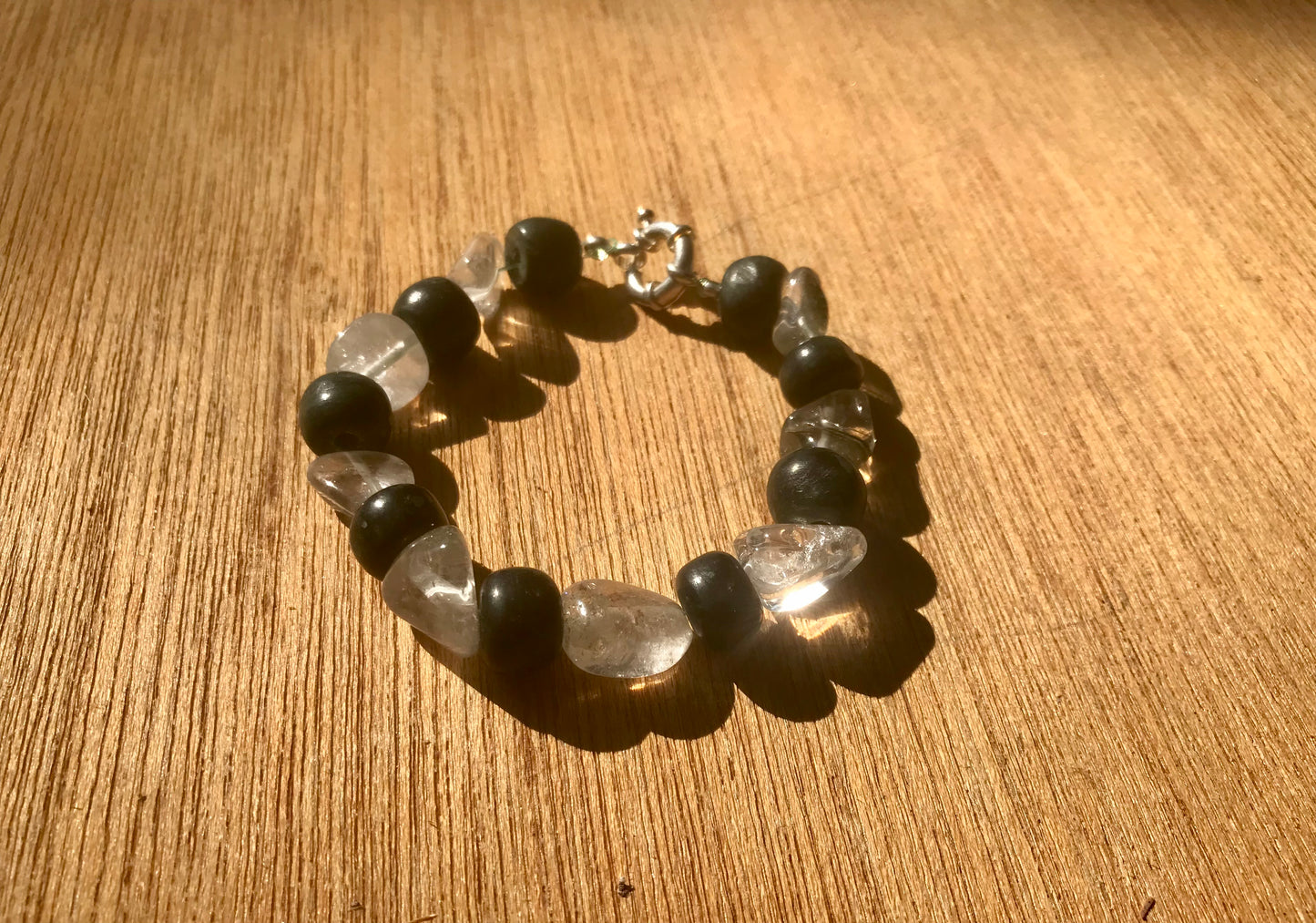 Mayan Jewelry Bracelet like Ancient Guatemalan Jade style with serpentine and natural Crystal Quartz
