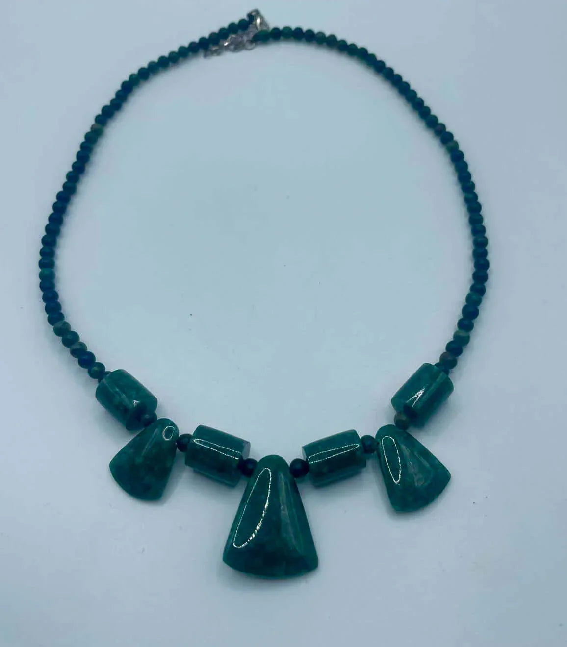Authentic Guatemalan Jade Pendant Necklace with Green Jaspe beads - Mayan Mexican Jewelry gemstones