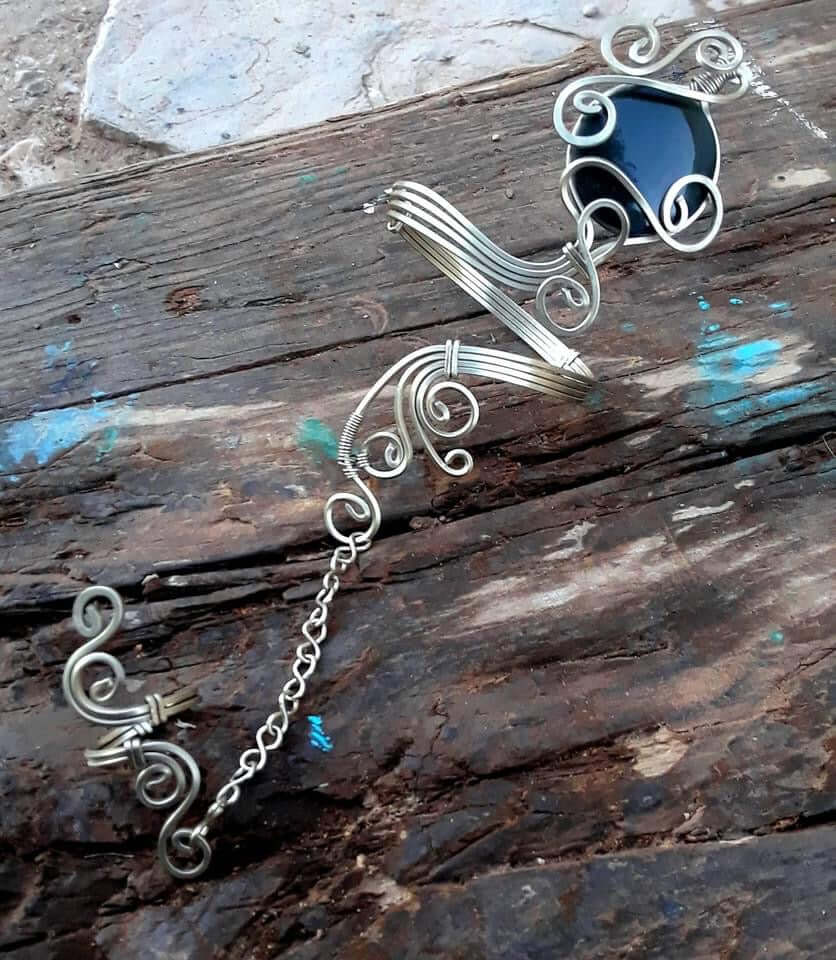 Mexican Obsidian and Alpaca Bracelet