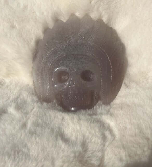 Indian Skull Agate stone carved - Symbol of Knowledge - Unique decoration - Meditation - Collection - 6” (15cm)