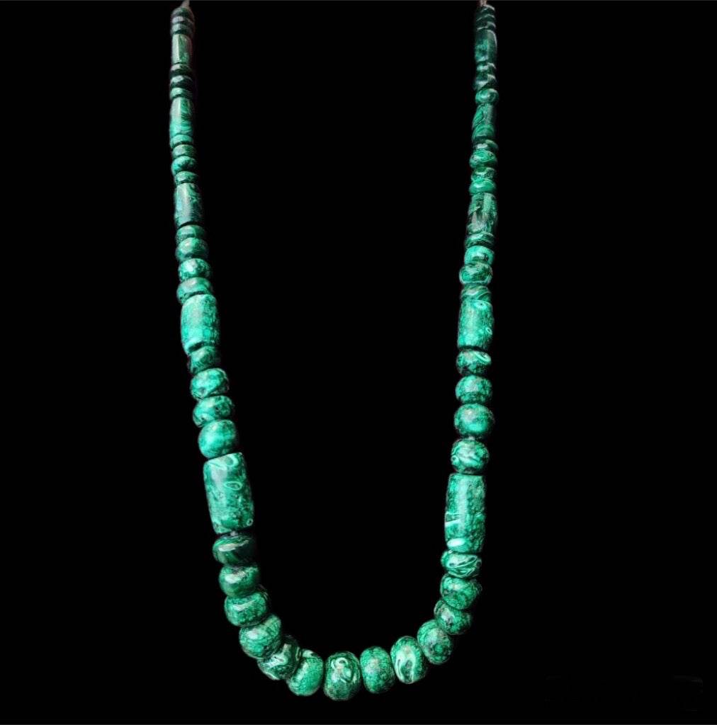 Mayan necklace - Malachite beads stone - Artisanal craftsmanship