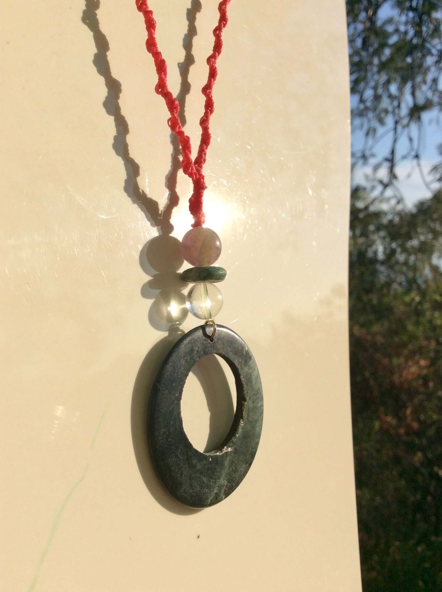 Hoop Stone Pendant - Guatemalan Jade style - Serpentine Stone