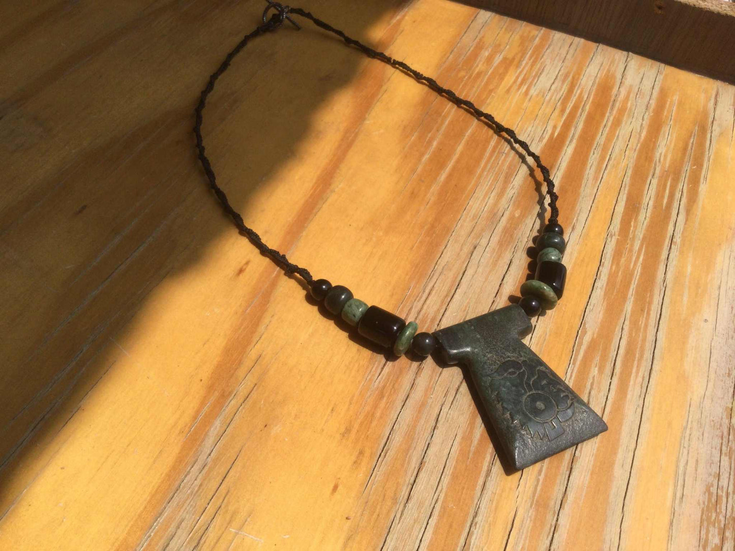 Aztec Eagle Warrior pendant carved in Guatemalan jade,Mayan jade pendant, protection stone jewelry supplies