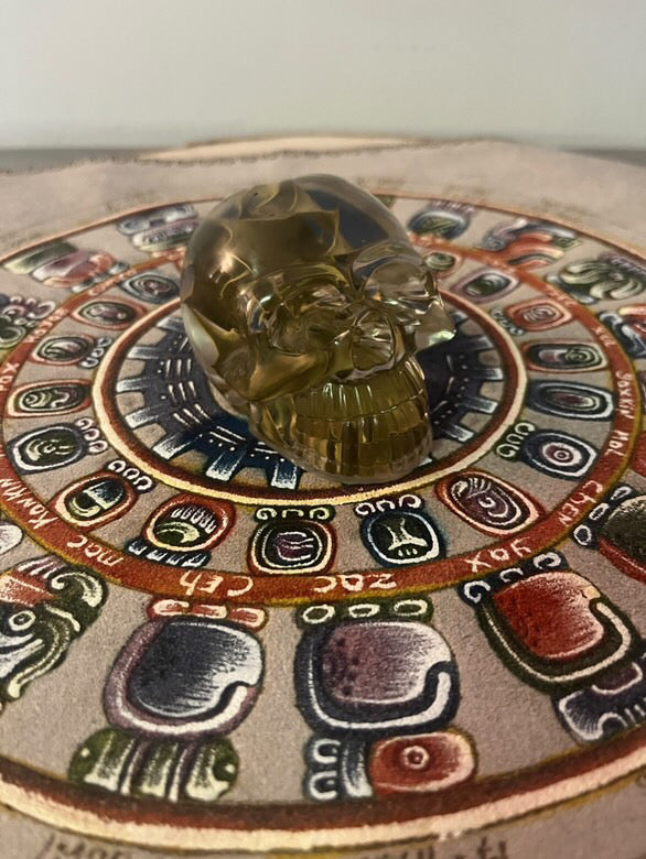 Miniature Handcrafted Resin Skull with Sacred plant inclusion - Unique Decoration 7cm (2,75”)