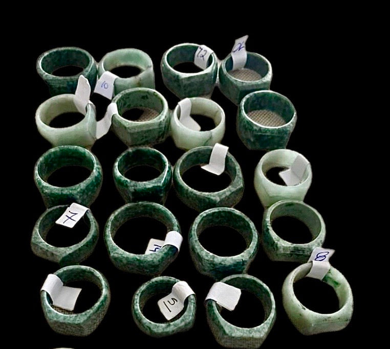 Authentic Guatemalan Jade Ring - Size 5-13 - White Lila, Light Green, and Dark Green - Mayan Jewelry