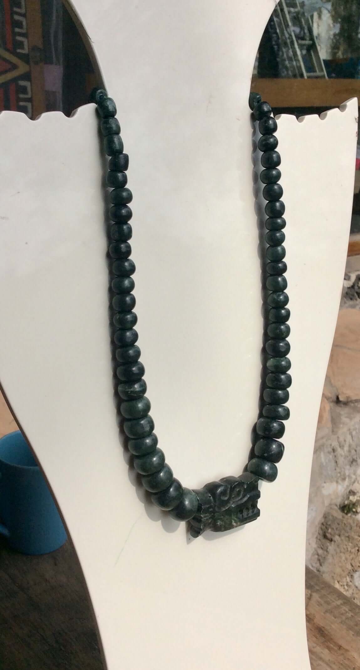 Quetzalcoatl pendant, Feathered snake crescent necklace - like ancient Guatemalan Jade jewelry , serpentine stone- Kukulkán - Mayan Culture - precolombian style - Mexican jewelry