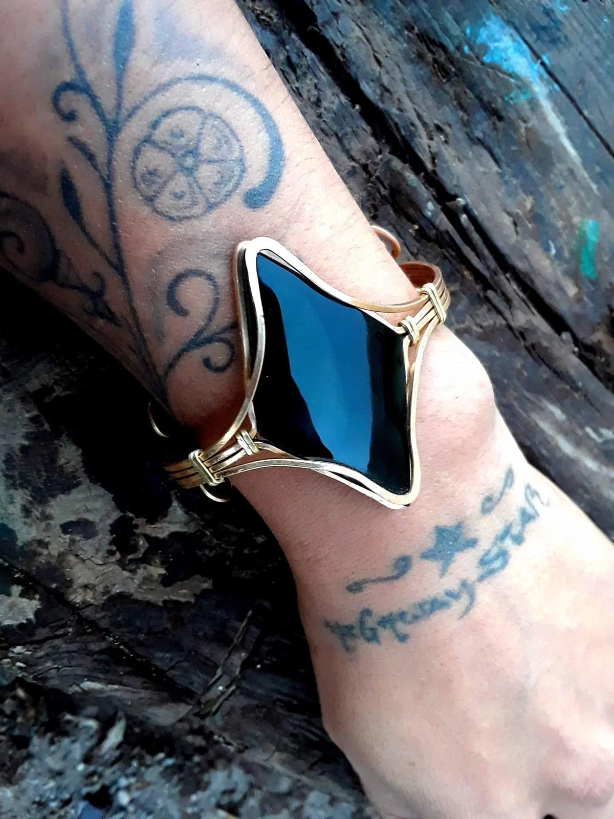 Mexican Obsidian Choker Necklace | Wire-Wrapped Alpaca | 40mm Pendant | Available as Set
