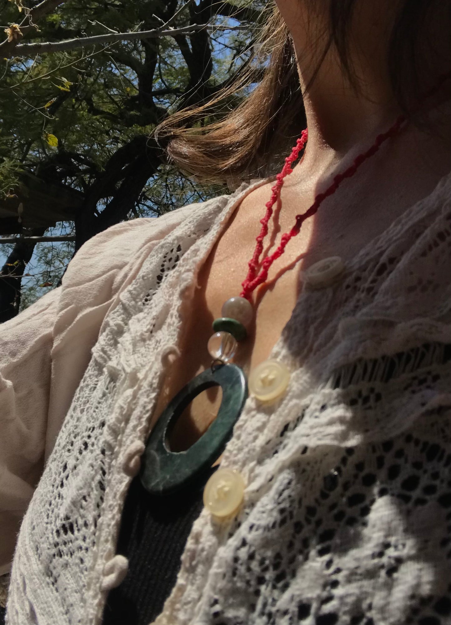 Hoop Pendant like Ancient Guatemalan jade, Serpentine Stone Necklace: Embrace Transformation and Healing Energy-