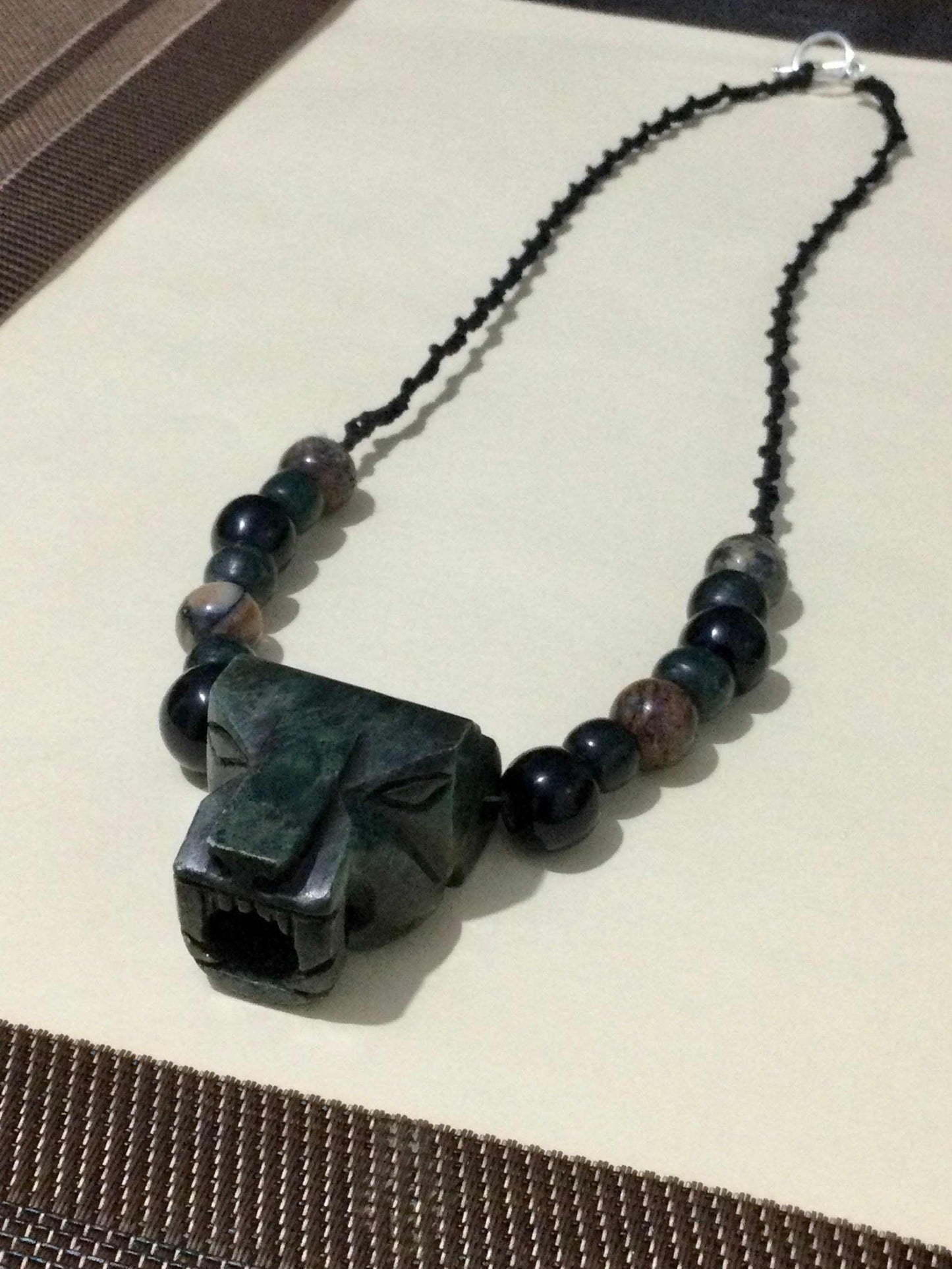 Jaguar Pendant Necklace | Jade Aztec Necklace | OllinMexica