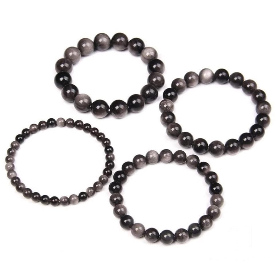 Silver Obsidian beads bracelet