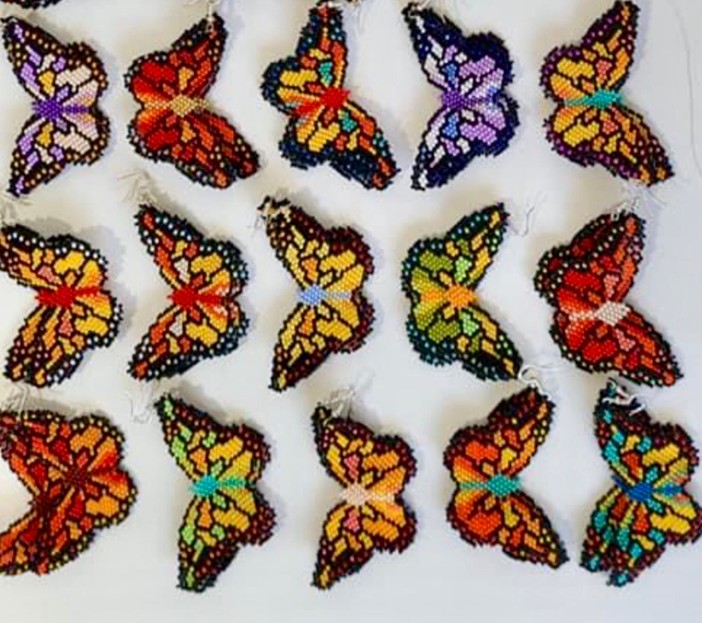 Handcrafted Huichol Art Butterfly Earrings - Mexican Jewelry