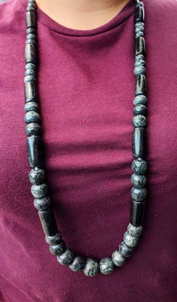 Guatemalan Jade Jadeite beads necklace, artisanal handmade carved, Mayan precolombian Mexican style jewelry