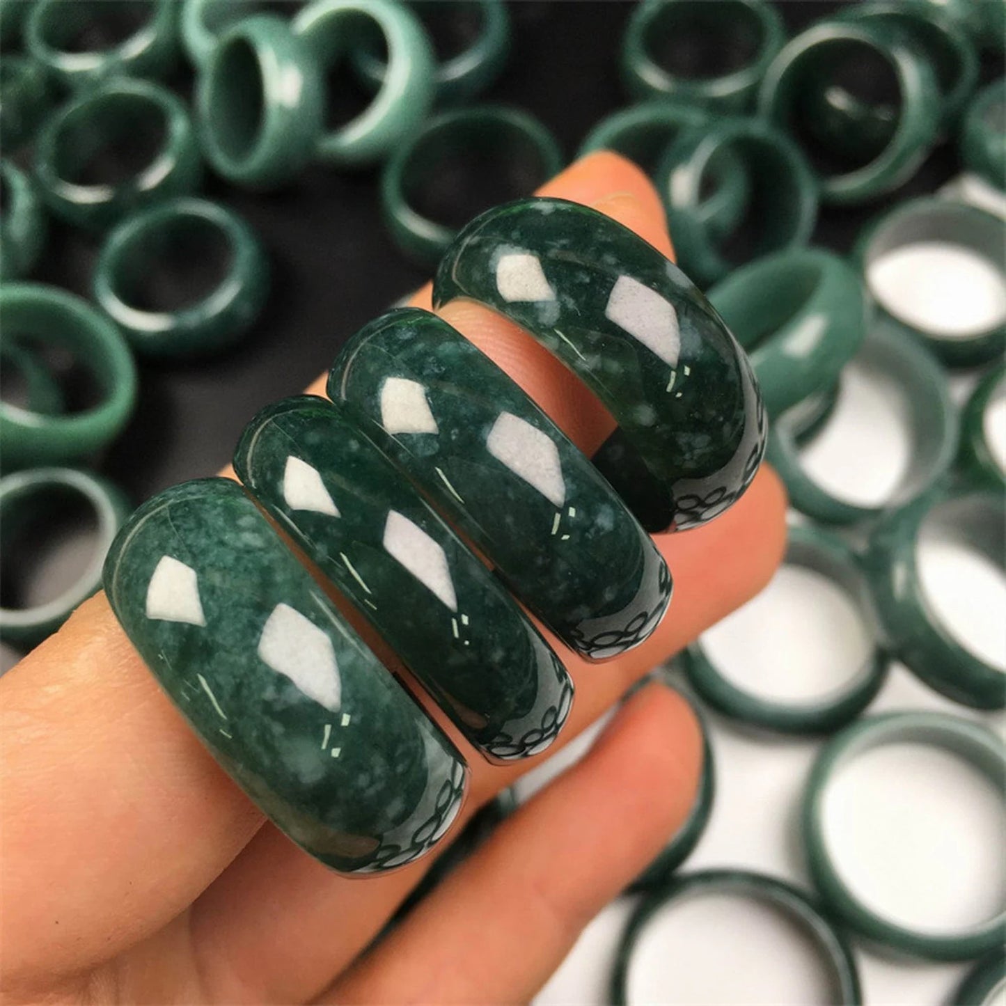 Authentic Guatemalan Jade Ring - Size 5-13 - White Lila, Light Green, and Dark Green - Mayan Jewelry sacred stone