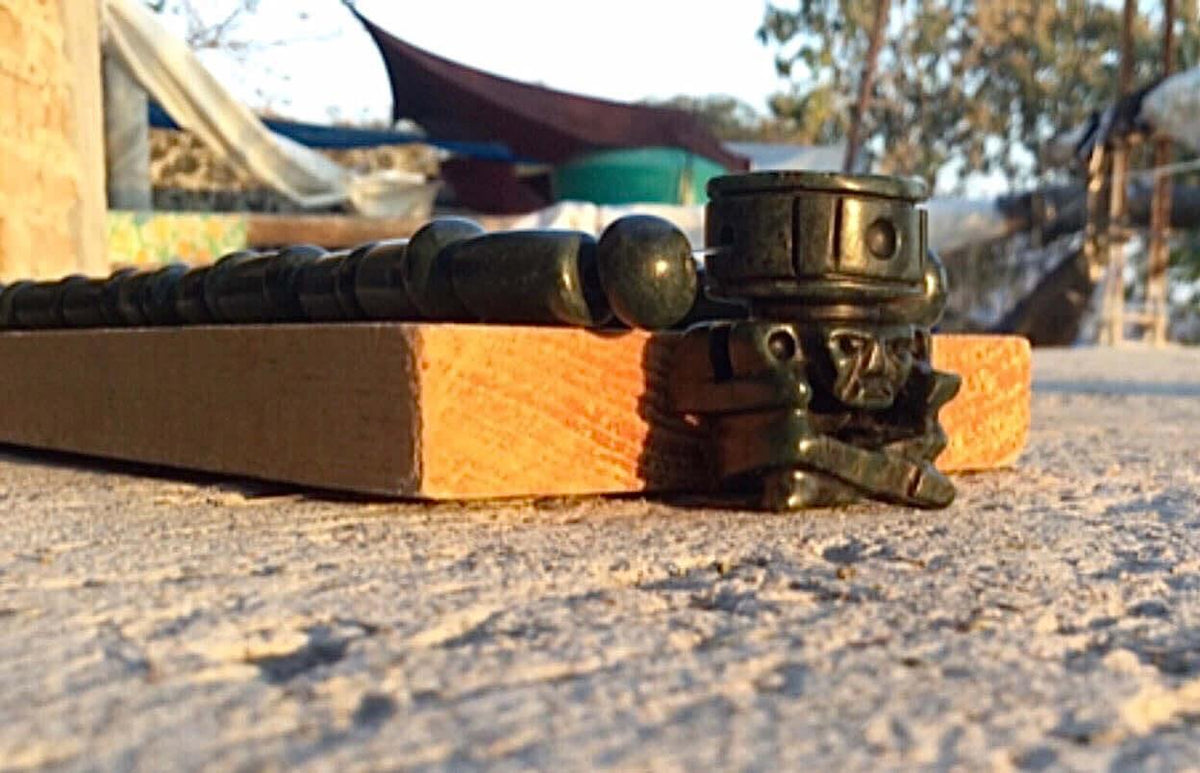 Huehueteotl Pendant | Great Lord of Fire | Guatemalan Jade Style Serpentine Stone | 50mm | Mexican Aztec Jewelry