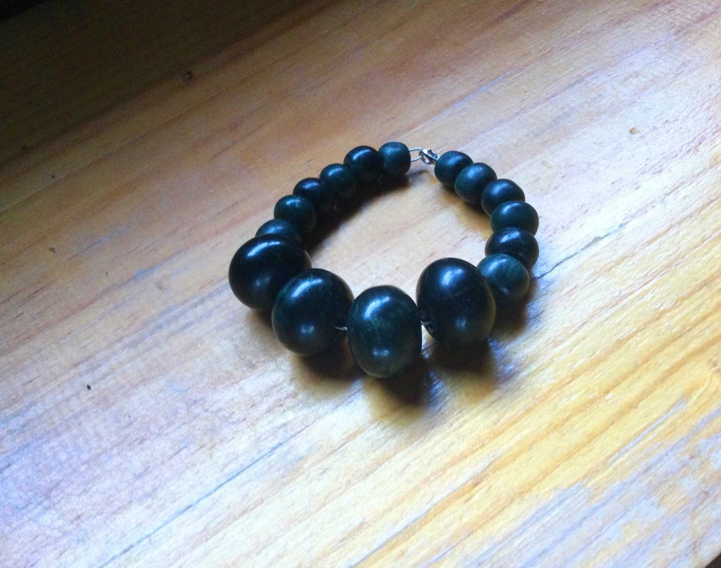 Dark Green Guatemalan Jade serpentine large beads Bracelet 2- Mayan Jewelry, Handmade Gemstone Bracelet