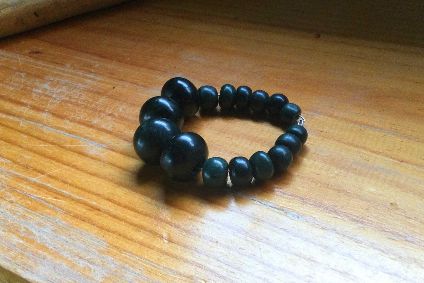 Dark Green Guatemalan Jade serpentine large beads Bracelet 2- Mayan Jewelry, Handmade Gemstone Bracelet