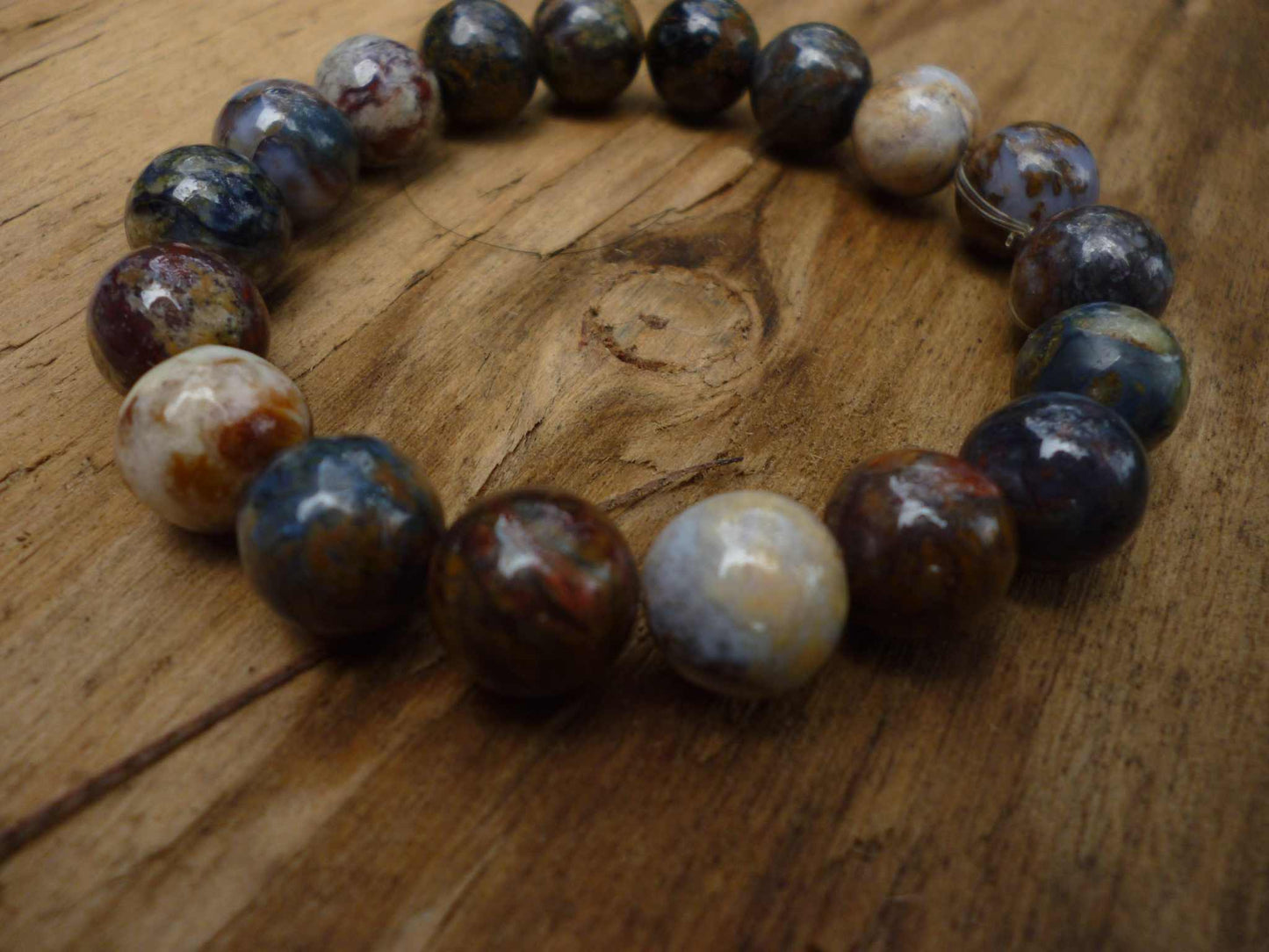 Petrified Wood Beads Bracelet from Mexico