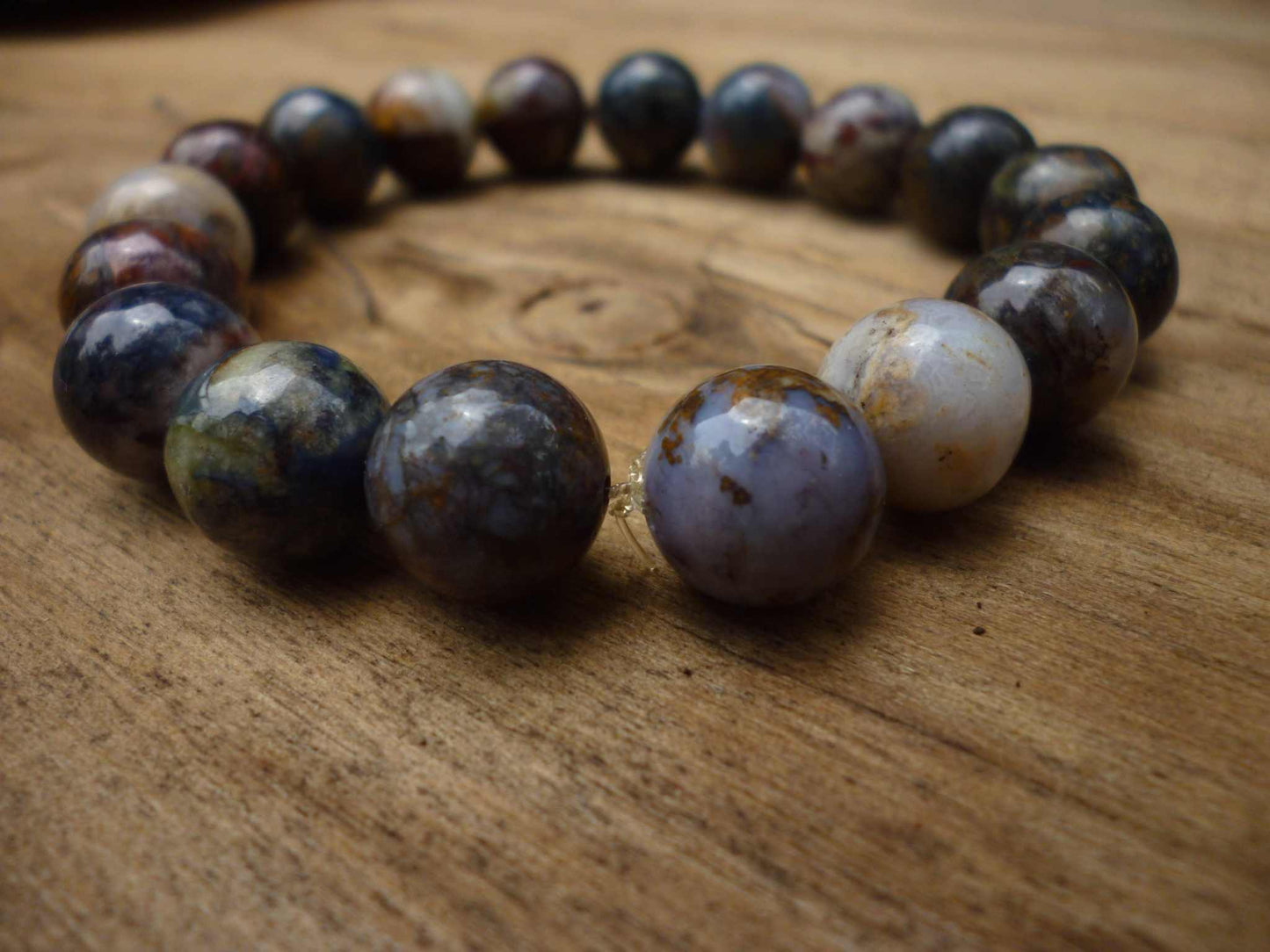 Petrified Wood Beads Bracelet from Mexico