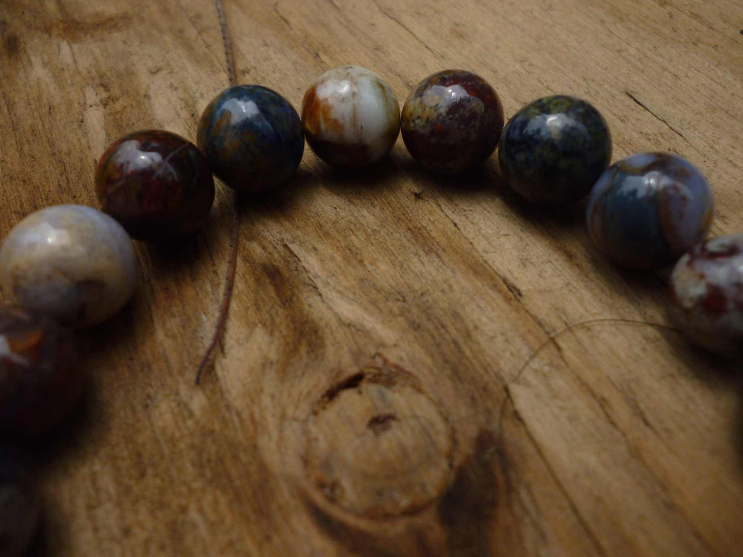 Petrified Wood Beads Bracelet from Mexico